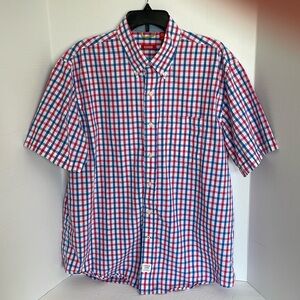 IZOD saltwater washed classics pink and blue check button down shirt men’s sz L